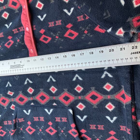 Sonoma Women Long Sleeve Handwarmer Half Button Up Sweatshirt size L,Blue & Pink - Picture 2 of 8